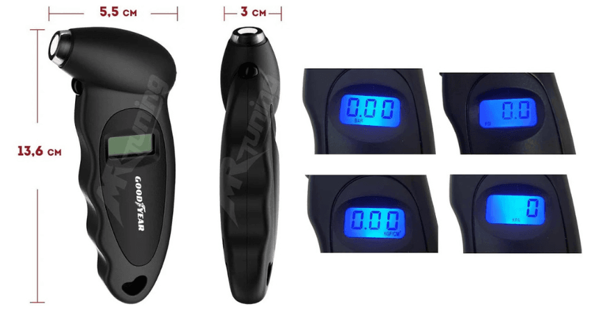 Detalle: Calibre de Presión Digital para Neumáticos GOODYEAR