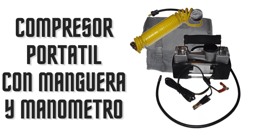 Compresor portatil con manguera y manometro